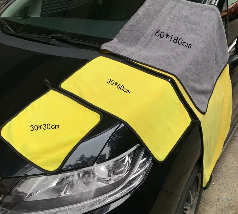 1/2Pcs Microfiber Towels Car Wash Supplies Detailing Car Glass Cleaning Tools Thicken Soft Drying Cloth Home Rag Car Accessories