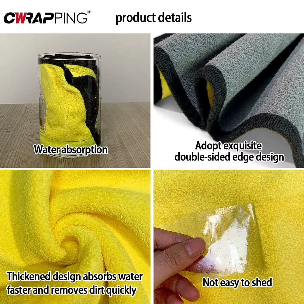 1/2Pcs Microfiber Towels Car Wash Supplies Detailing Car Glass Cleaning Tools Thicken Soft Drying Cloth Home Rag Car Accessories